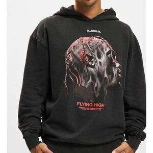 3/$60 Mister Tee Upscale Flying High Oversize Acid Black Hoodie SZ L